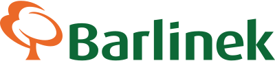 Logo Barlinek na tle drewnianej podłogi
