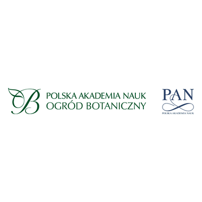 Logo Ogrodu Botanicznego PAN w Powsinie — zielony liść z napisem PAN Ogród Botaniczny