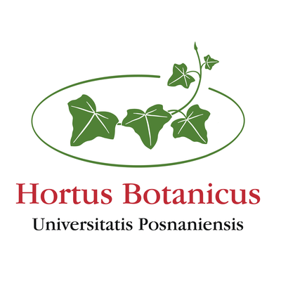 Logo Ogrodu Botanicznego UAM w Poznaniu — zielony liść z napisem Ogród Botaniczny UAM
