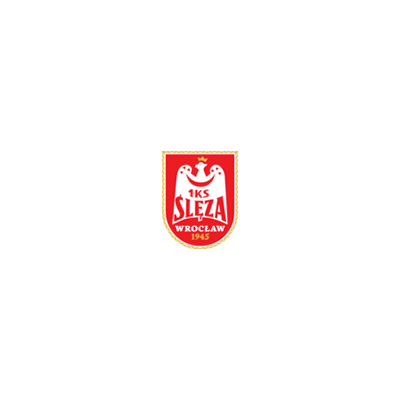Logo 1KS Ślęza Wrocław – koszykarka z piłką, barwy żółto-czerwone