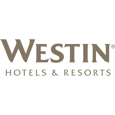 Logo The Westin Warsaw na tle hotelu w centrum Warszawy